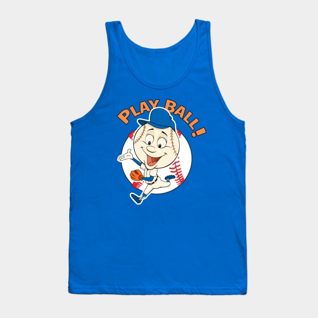 Play Ball! Mets Baseball Mascot Mr Met Tank Top by GAMAS Threads